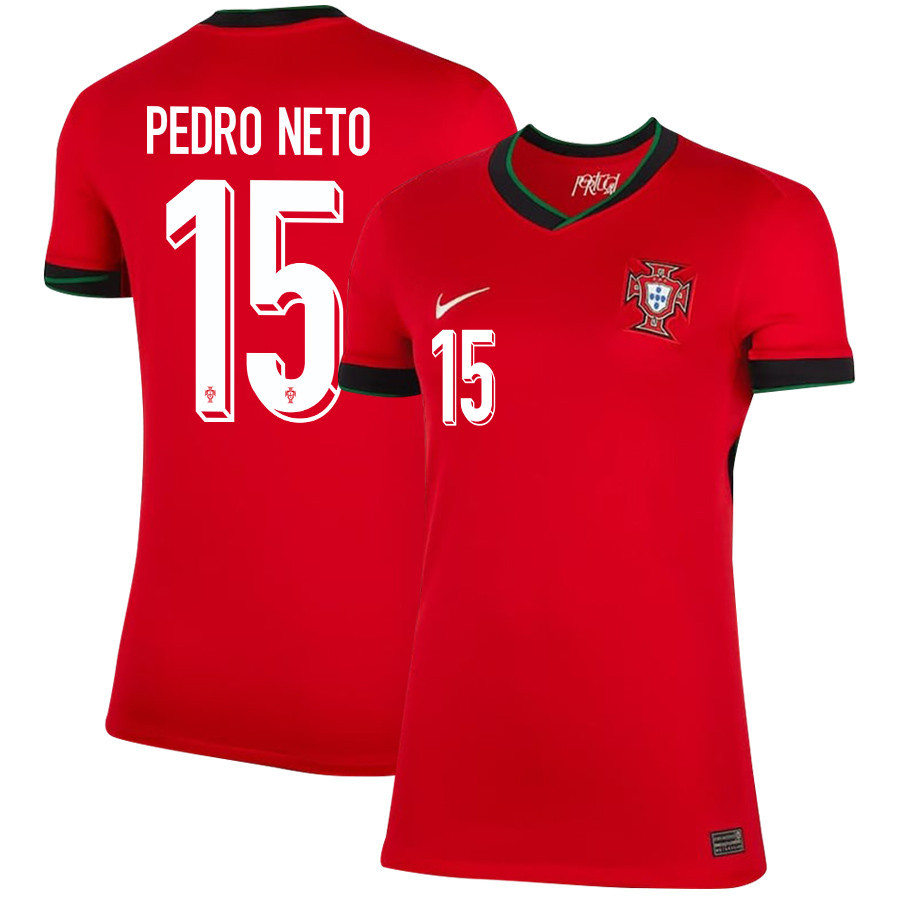 Pedro Neto 15 Portugal National Team 2024/25 Home WOMEN Jersey – Red