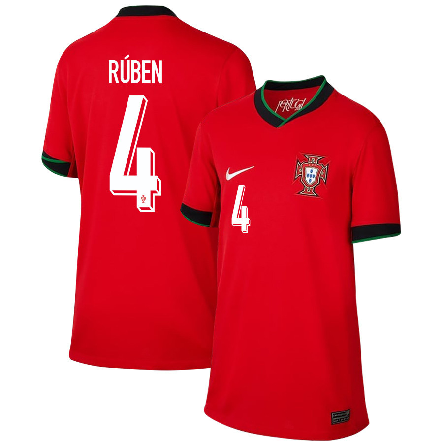 Rben Dias 4 Portugal National Team 2024/25 Home YOUTH Jersey – Red