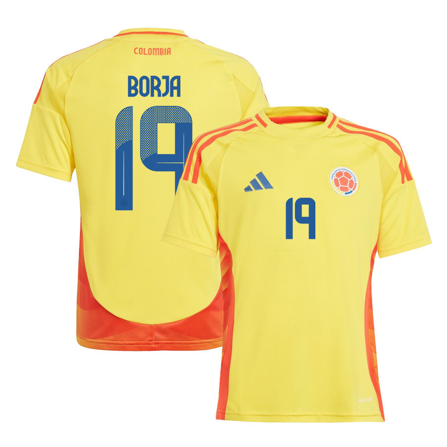 Miguel Borja 19 Colombia National Team 2024/25 Home YOUTH Jersey – Yellow