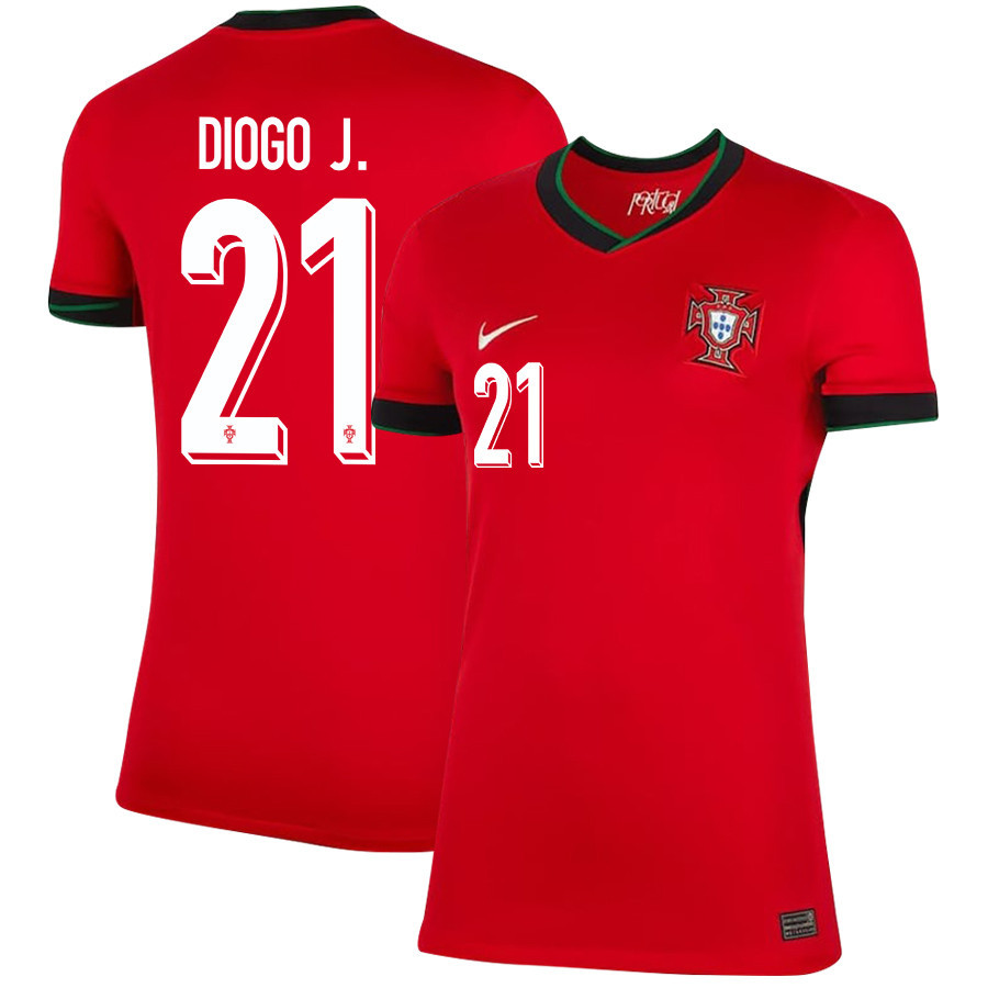 Diogo Jota 21 Portugal National Team 2024/25 Home WOMEN Jersey – Red