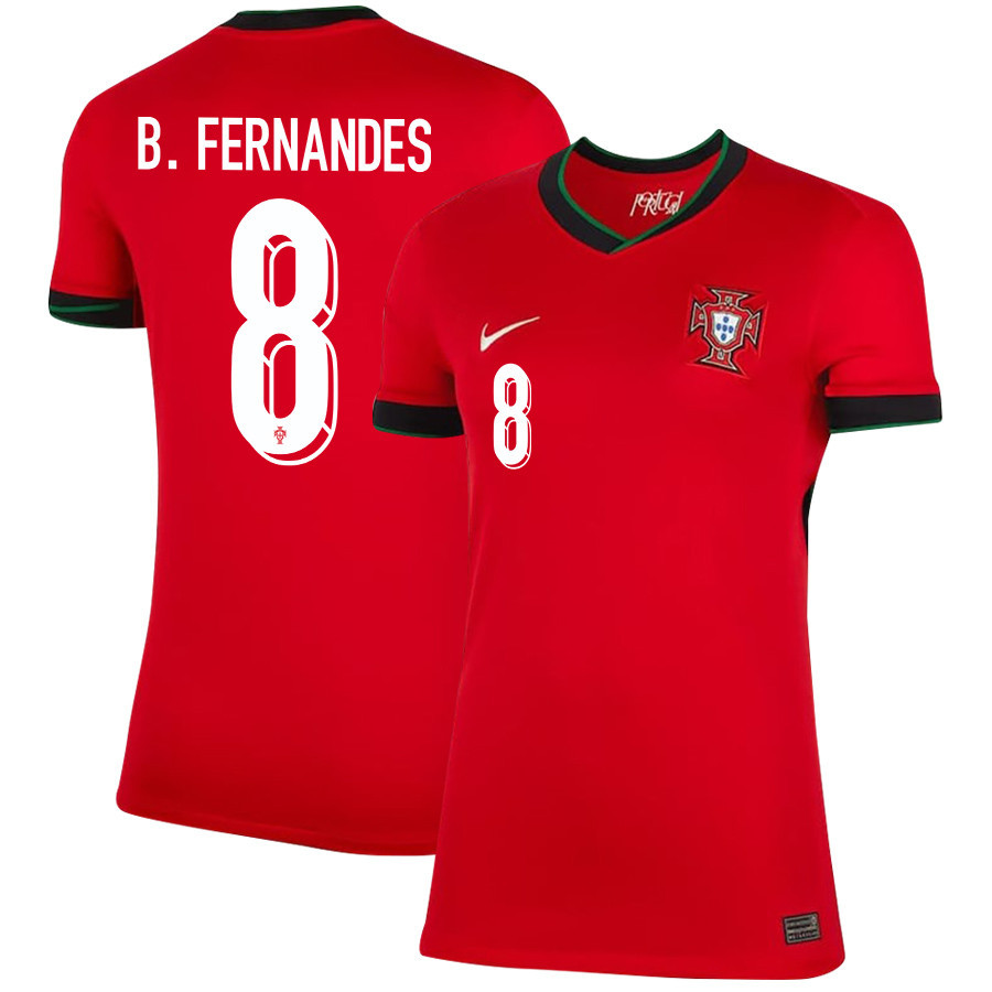 Bruno Fernandes 8 Portugal National Team 2024/25 Home WOMEN Jersey – Red