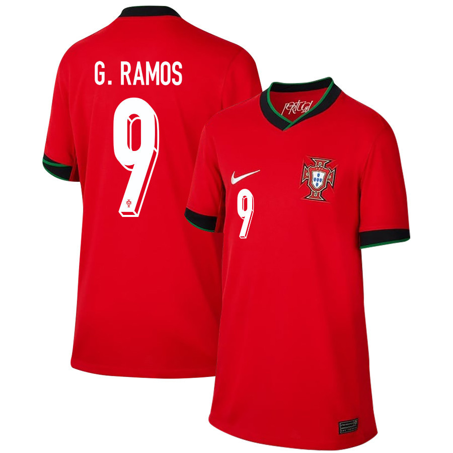 Gonalo Ramos 9 Portugal National Team 2024/25 Home YOUTH Jersey – Red