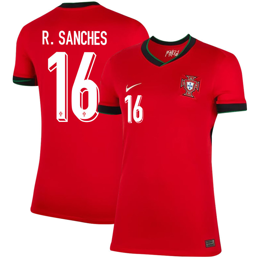 Renato Sanches 16 Portugal National Team 2024/25 Home WOMEN Jersey – Red