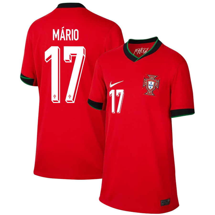 Joo Mrio 17 Portugal National Team 2024/25 Home YOUTH Jersey – Red