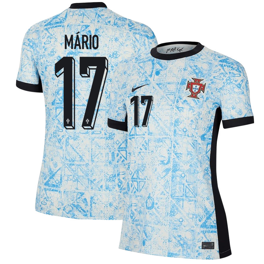 Joo Mrio 17 Portugal National Team 2024/25 Away WOMEN Jersey – Cream/Blue
