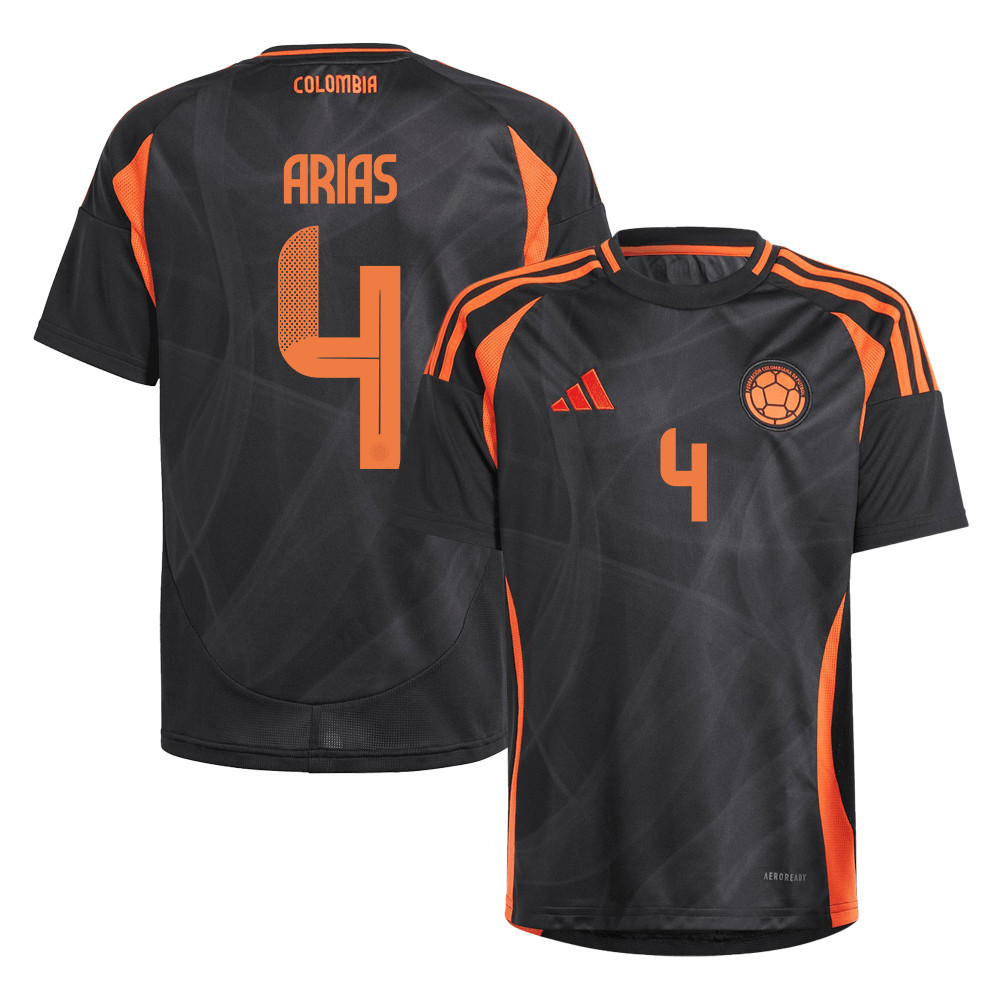 Santiago Arias 4 Colombia National Team 2024/25 Away YOUTH Jersey – Black