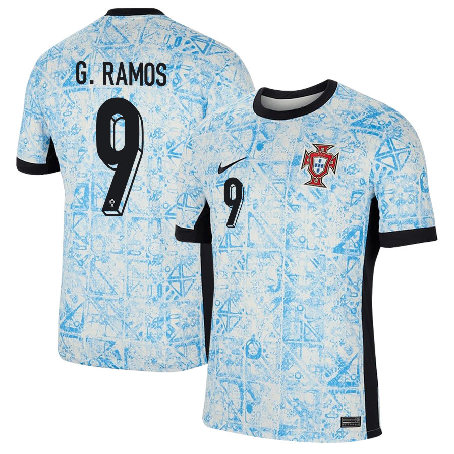 Gonalo Ramos 9 Portugal National Team 2024/25 Away Men Jersey – Cream/Blue