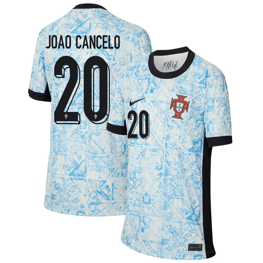 Joo Cancelo 20 Portugal National Team 2024/25 Away YOUTH Jersey – Cream/Blue