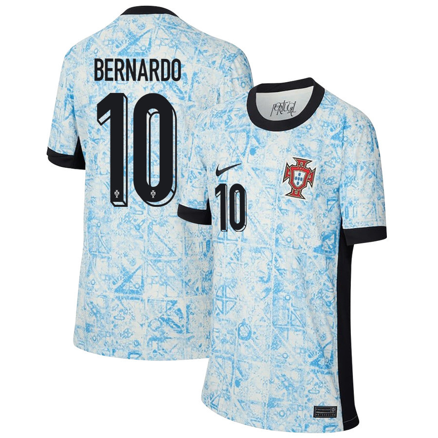 Bernardo Silva 10 Portugal National Team 2024/25 Away YOUTH Jersey – Cream/Blue