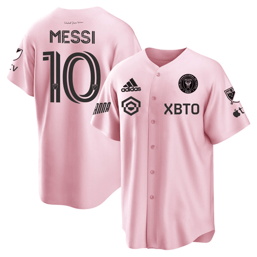 Lionel Messi Inter Miami Baseball Cool Base Jersey – Stitched Men Jersey – Pink