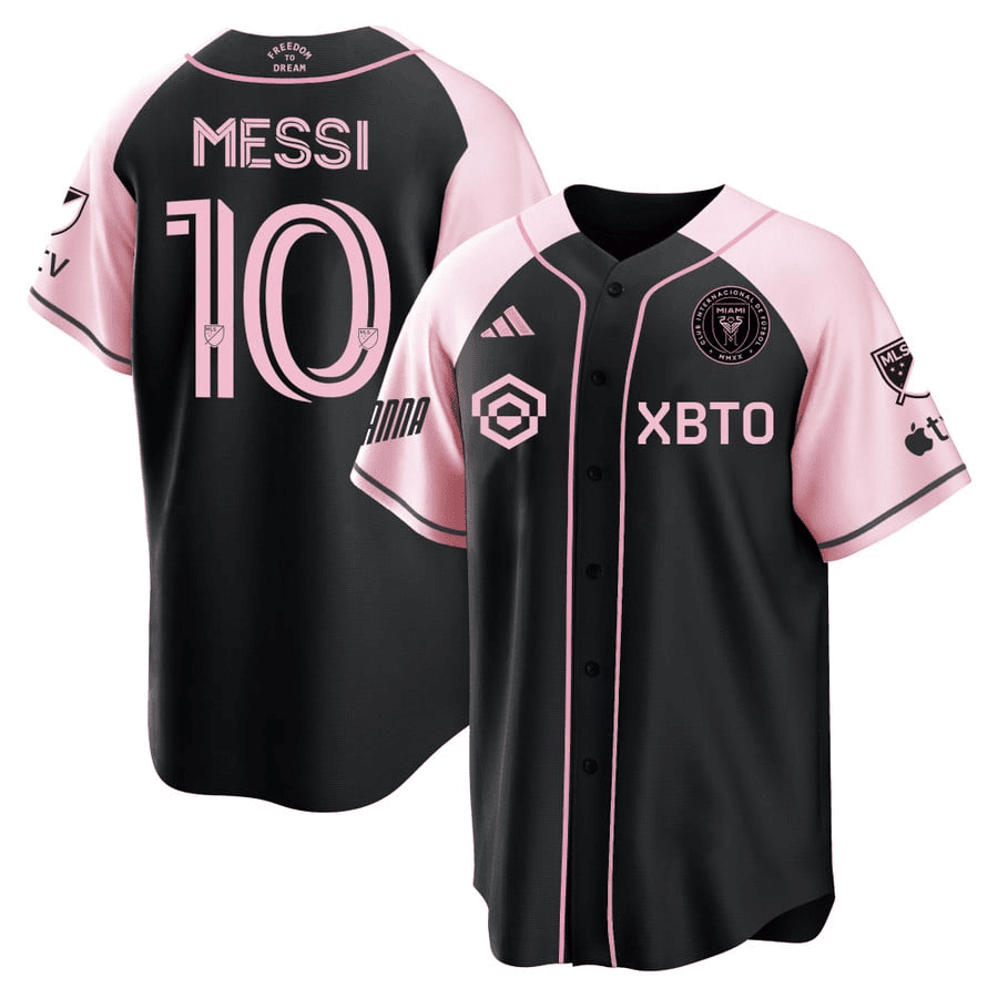 Lionel Messi Inter Miami Baseball Cool Base Jersey – Stitched Men Jersey – Black Pink