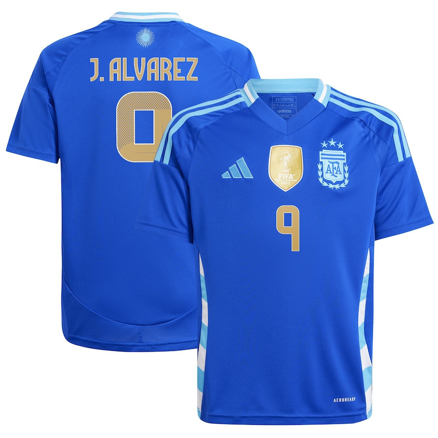 Julin lvarez 9 Argentina National Team 2024 Away YOUTH Jersey – Blue