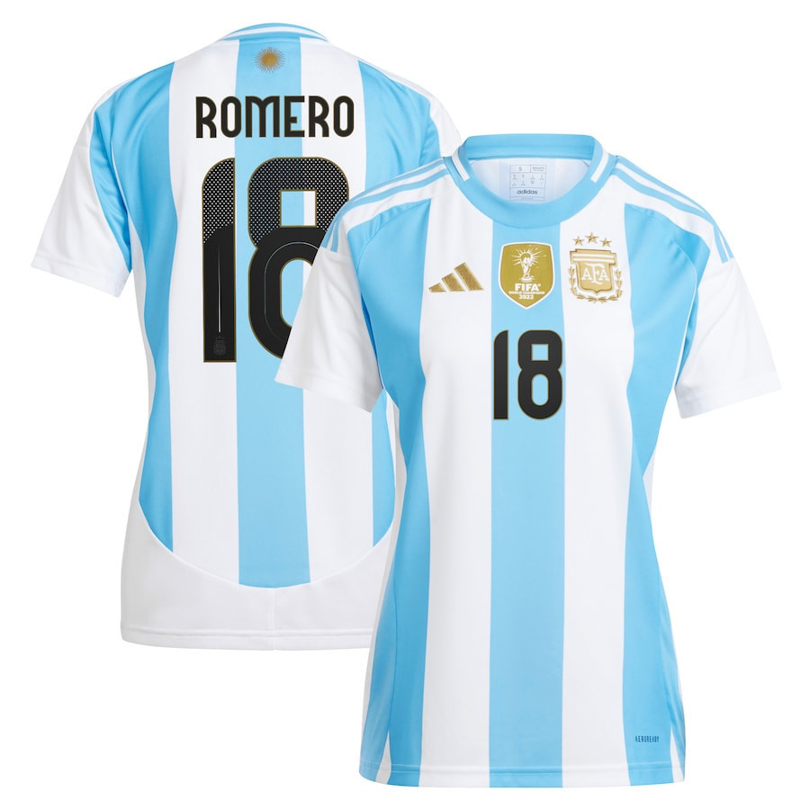 Cristian Romero 18 Argentina National Team 2024 Home Women Jersey – White