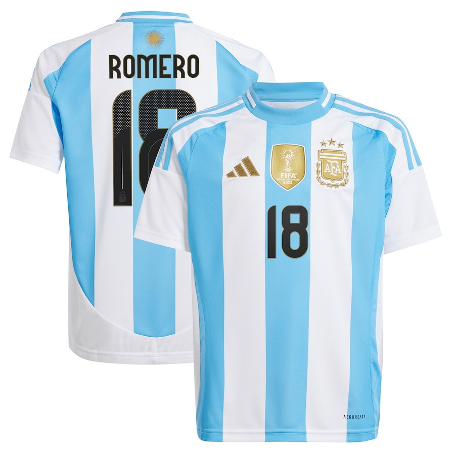 Cristian Romero 18 Argentina National Team 2024 Home YOUTH Jersey – White