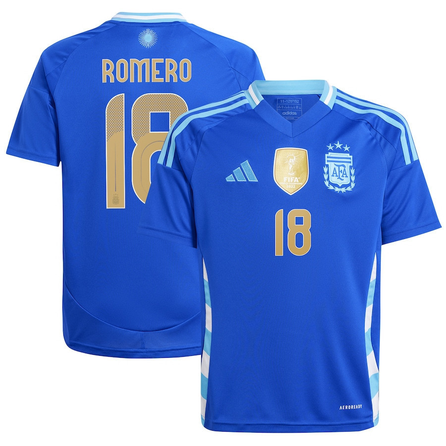 Cristian Romero 18 Argentina National Team 2024 Away YOUTH Jersey – Blue