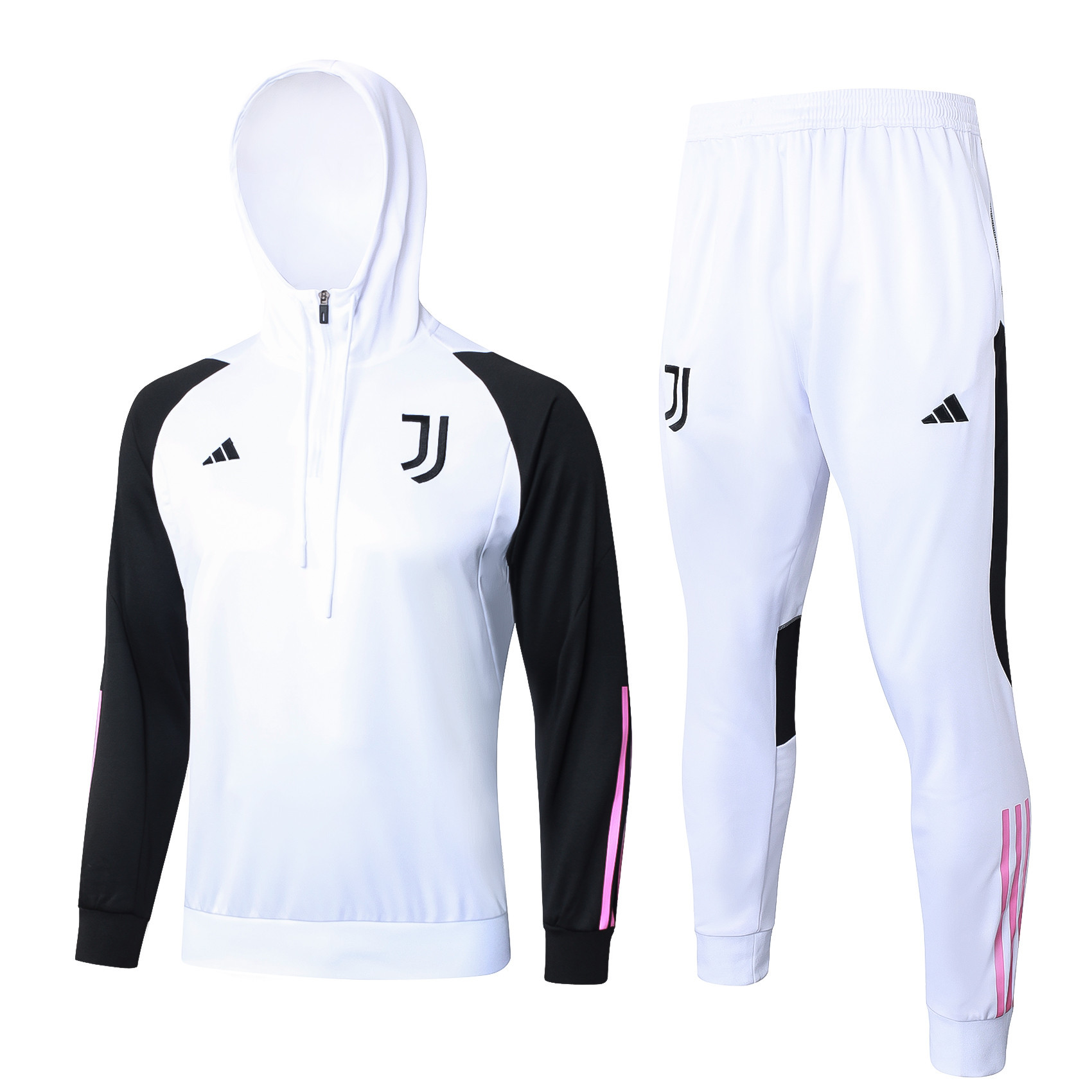 Juventus Training Top Hooded Set 23/24 – White/Black/Pink
