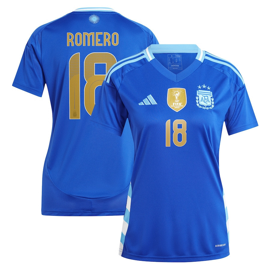 Cristian Romero 18 Argentina National Team 2024 Away Women Jersey – Blue