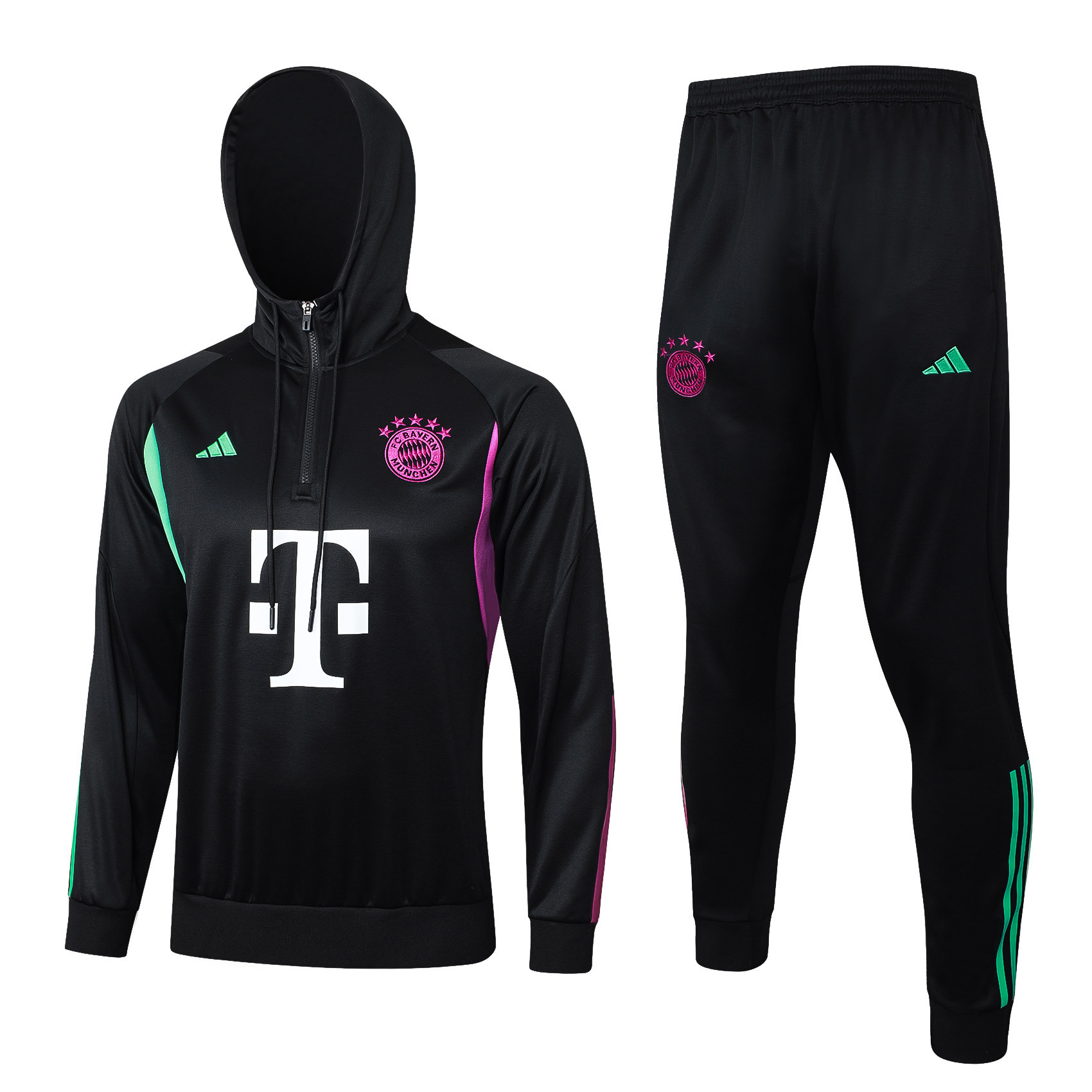 Bayern Munich Training Top Hooded Set 23/24 – Black/Pink