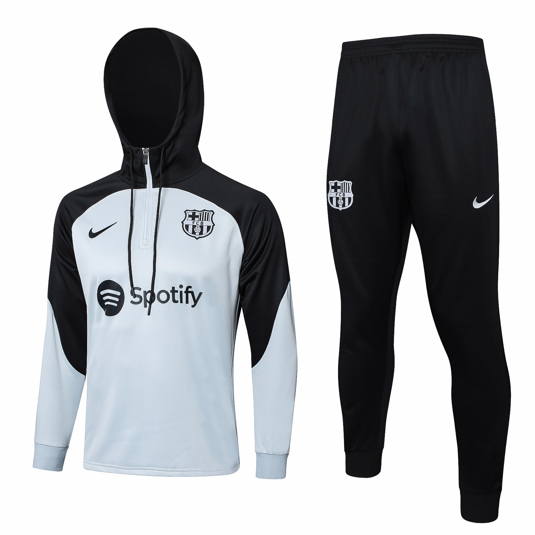 Barcelona Training Top Hooded Set 23/24 – Gray/Black