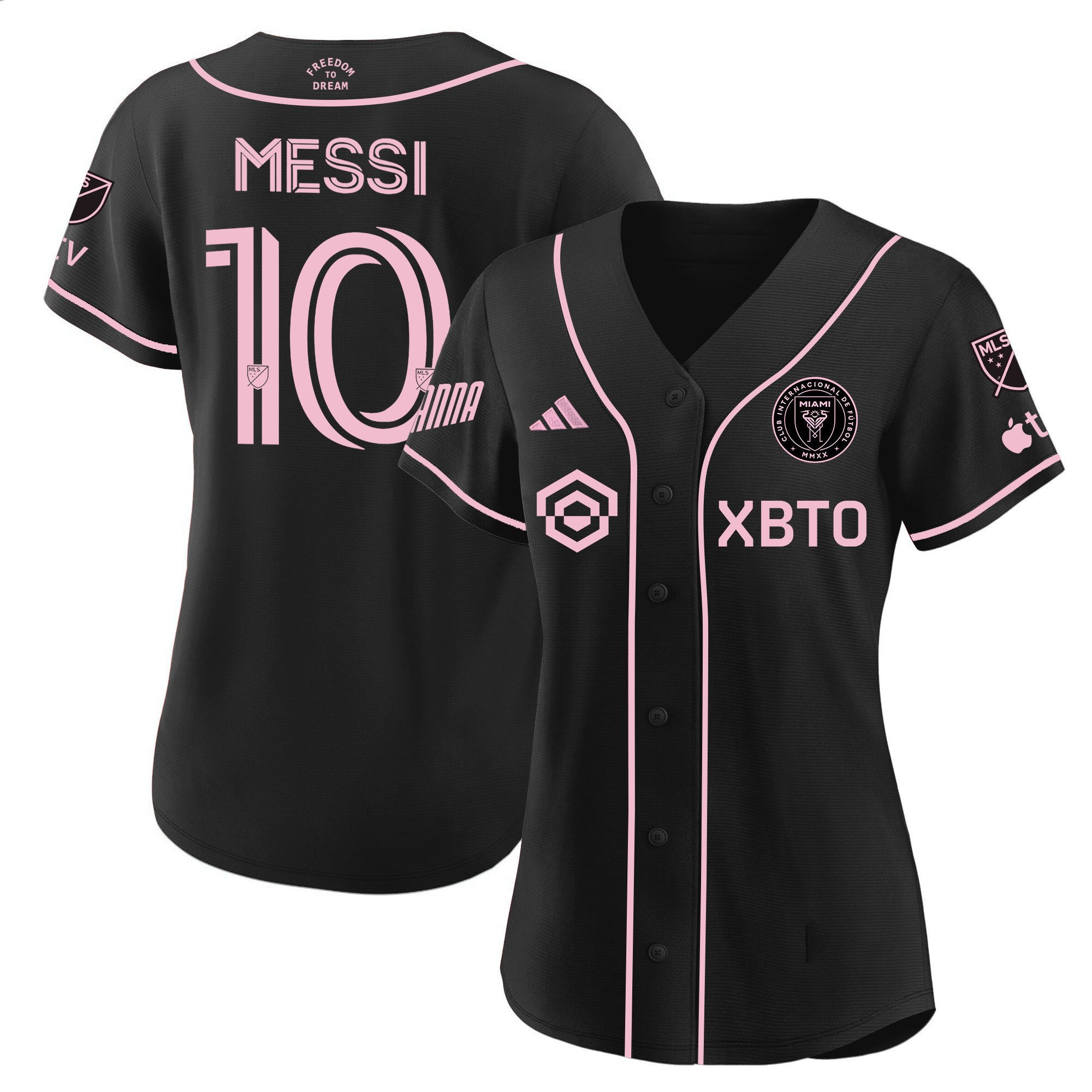 Lionel Messi Inter Miami Baseball Cool Base Women Jersey – Stitched – Black