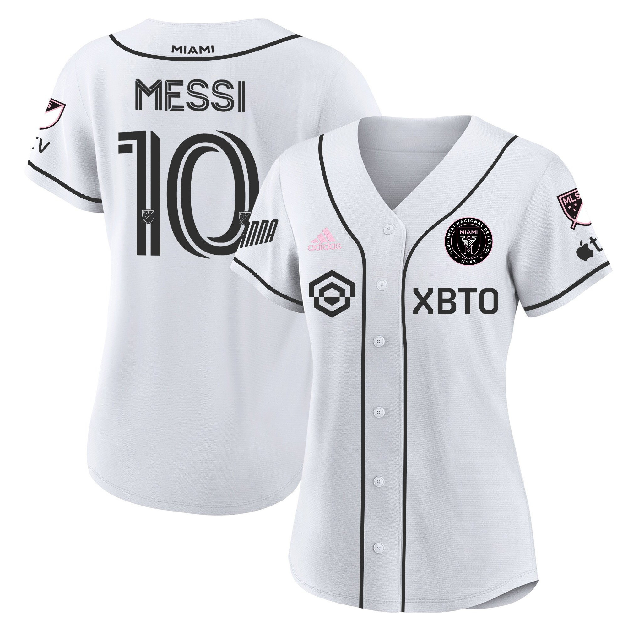Lionel Messi Inter Miami Baseball Cool Base Women Jersey – Stitched – White