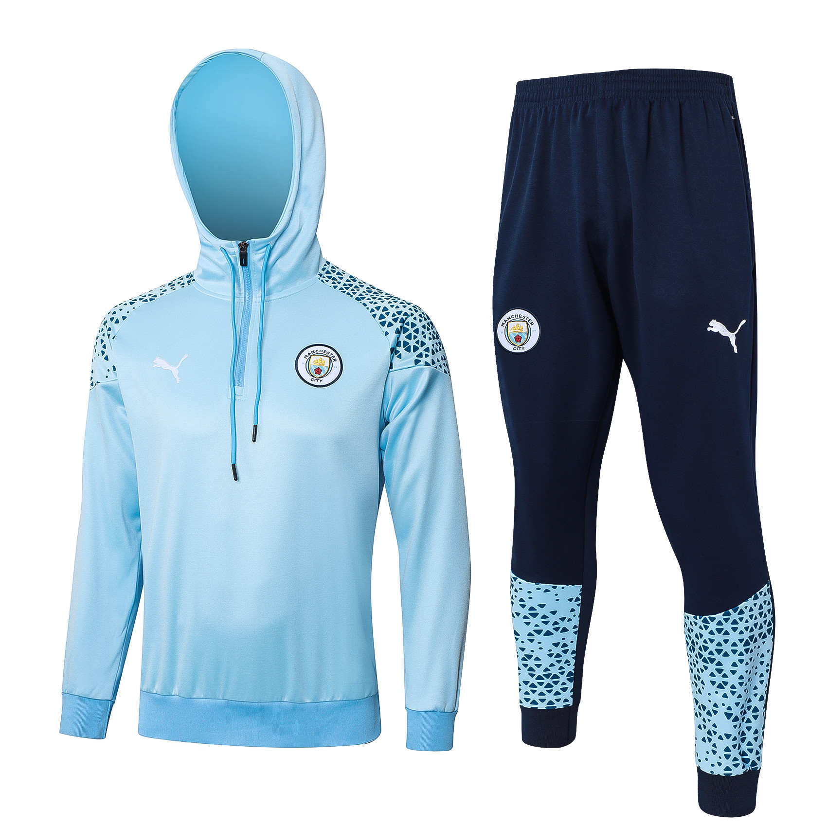 Manchester City Training Top Hooded Set 23/24 – Blue/Navy