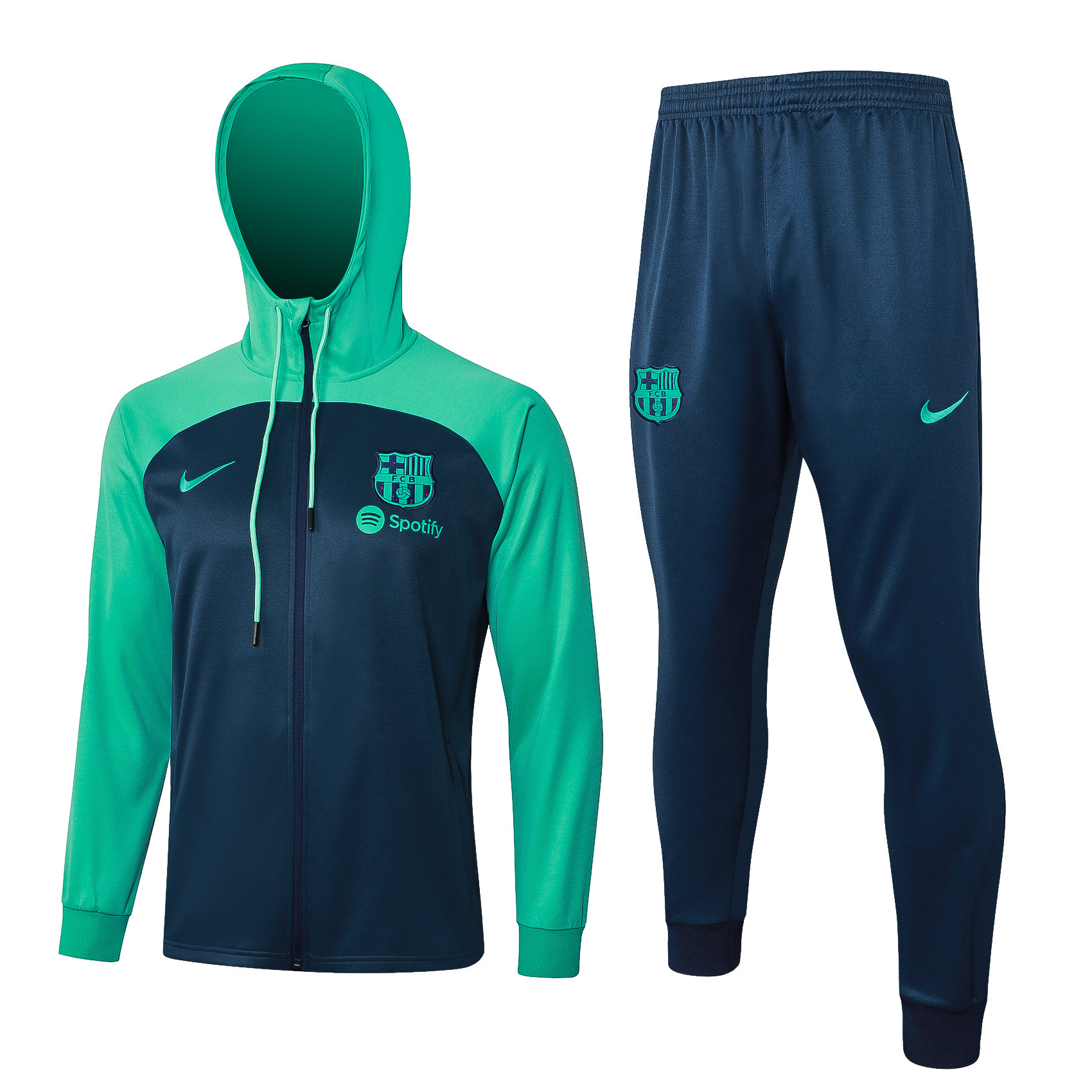 Barcelona Training Top Hooded Set 23/24 – Green/Navy