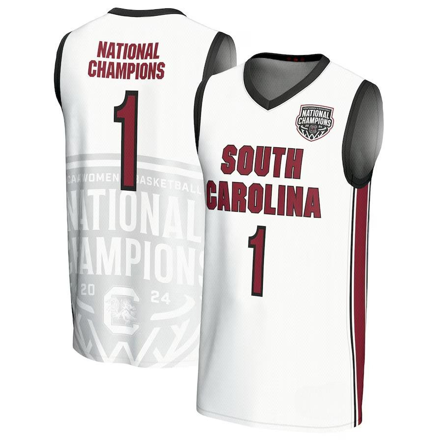 South Carolina 2024 Women's Basketball National Champions Fashion All Over Print Jersey – White