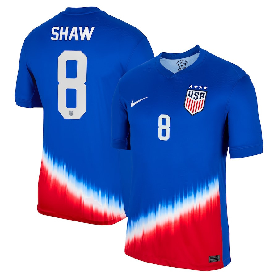 Jaedyn Shaw 8 USWNT 2024 Away Men Jersey – Royal