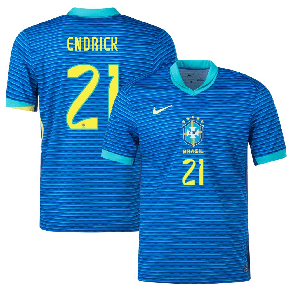 Endrick 21 Brazil National Team 2024 Away Stadium Men Jersey – Blue