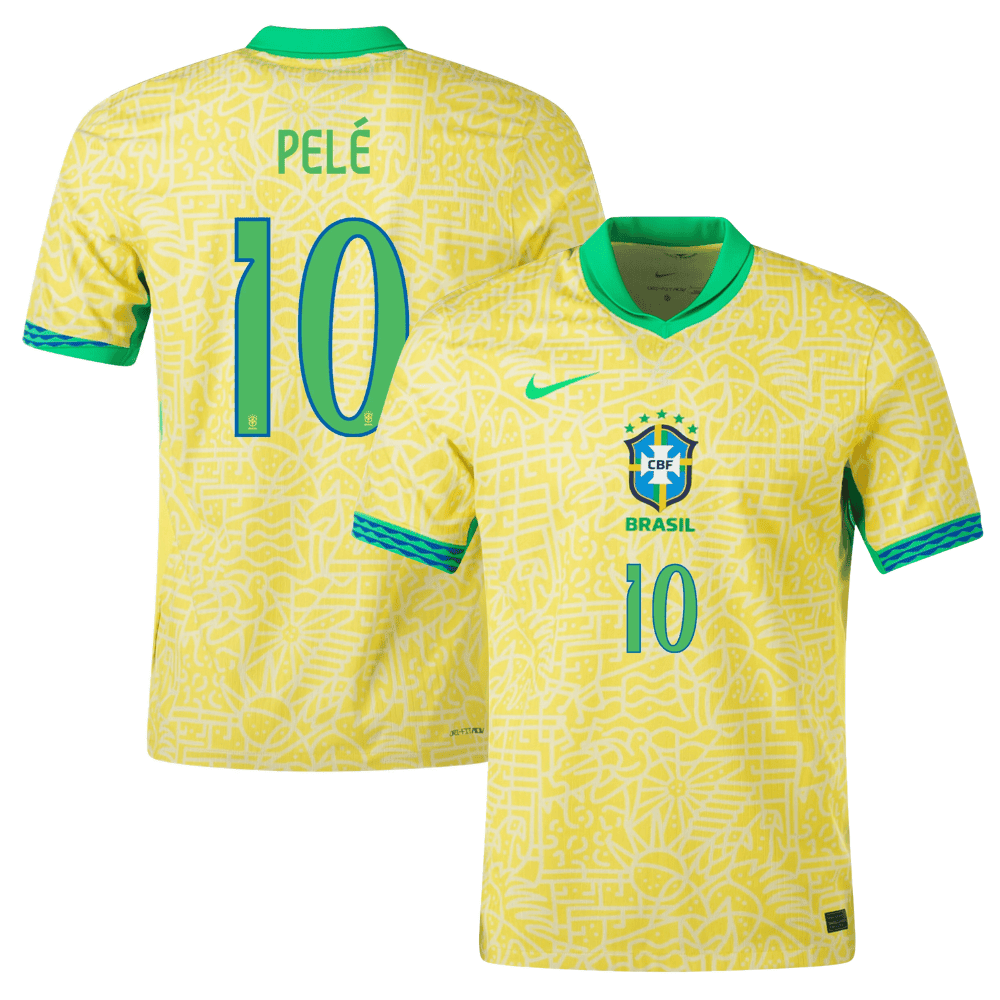 Pel 10 Brazil National Team 2024 Home Stadium Men Jersey – Yellow