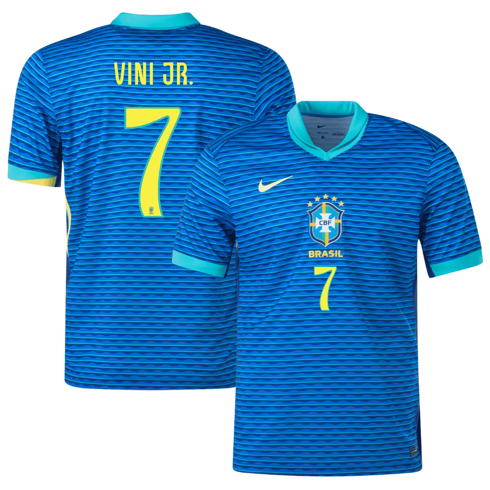 Vinicius Junior 7 Brazil National Team 2024 Away Stadium Men Jersey – Blue
