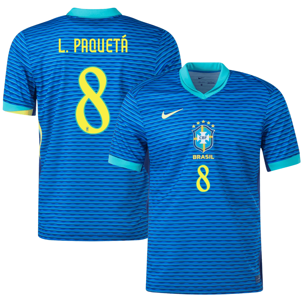 Lucas Paquet 8 Brazil National Team 2024 Away Stadium Men Jersey – Blue