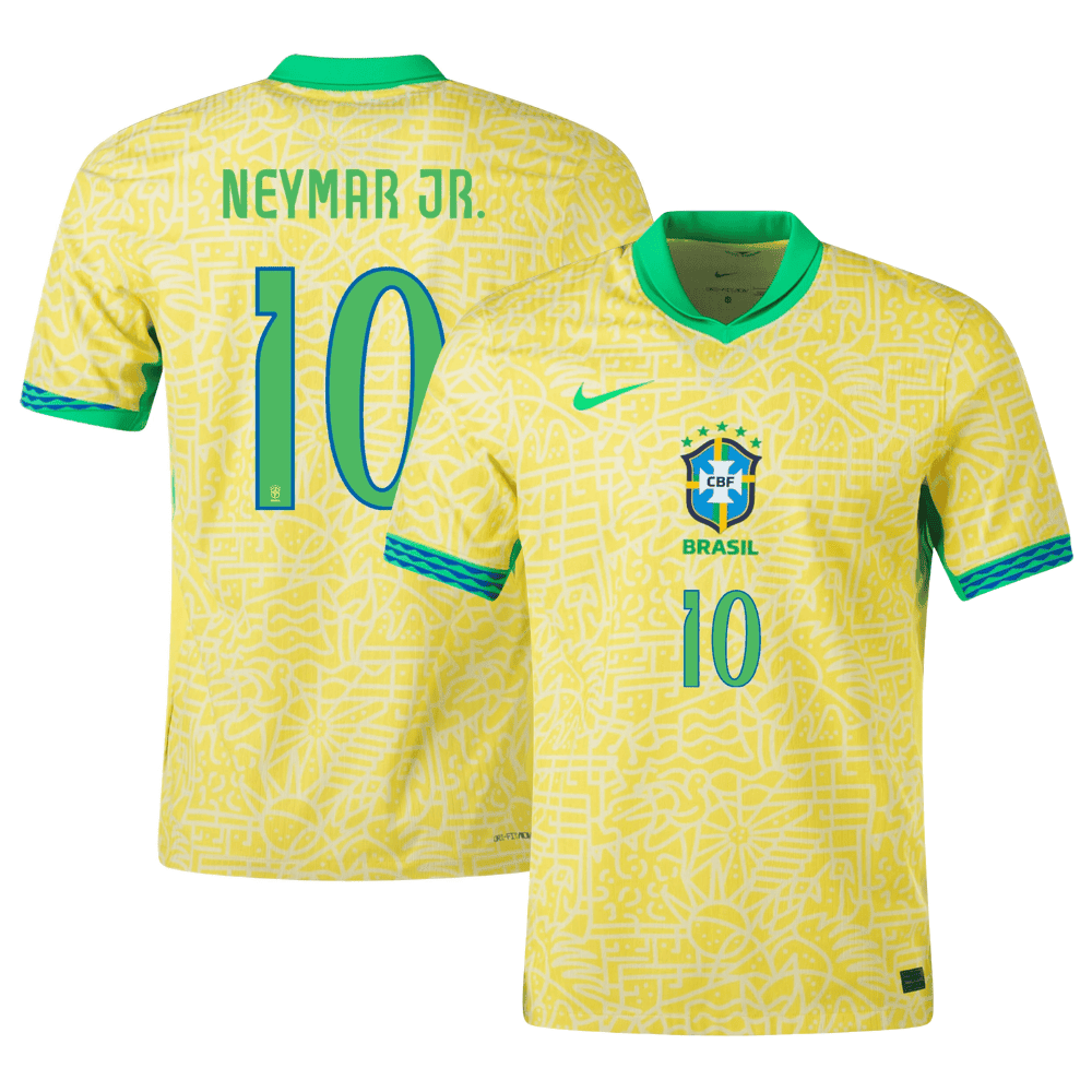 Neymar Jr. 10 Brazil National Team 2024 Home Stadium Men Jersey – Yellow