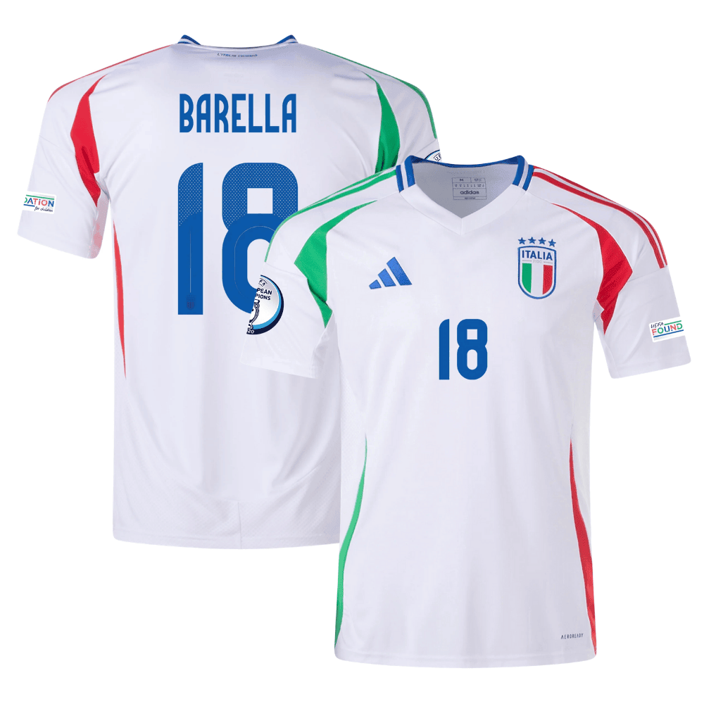 Nicol Barella 18 Italy National Team 2024 Away Men Jersey – White