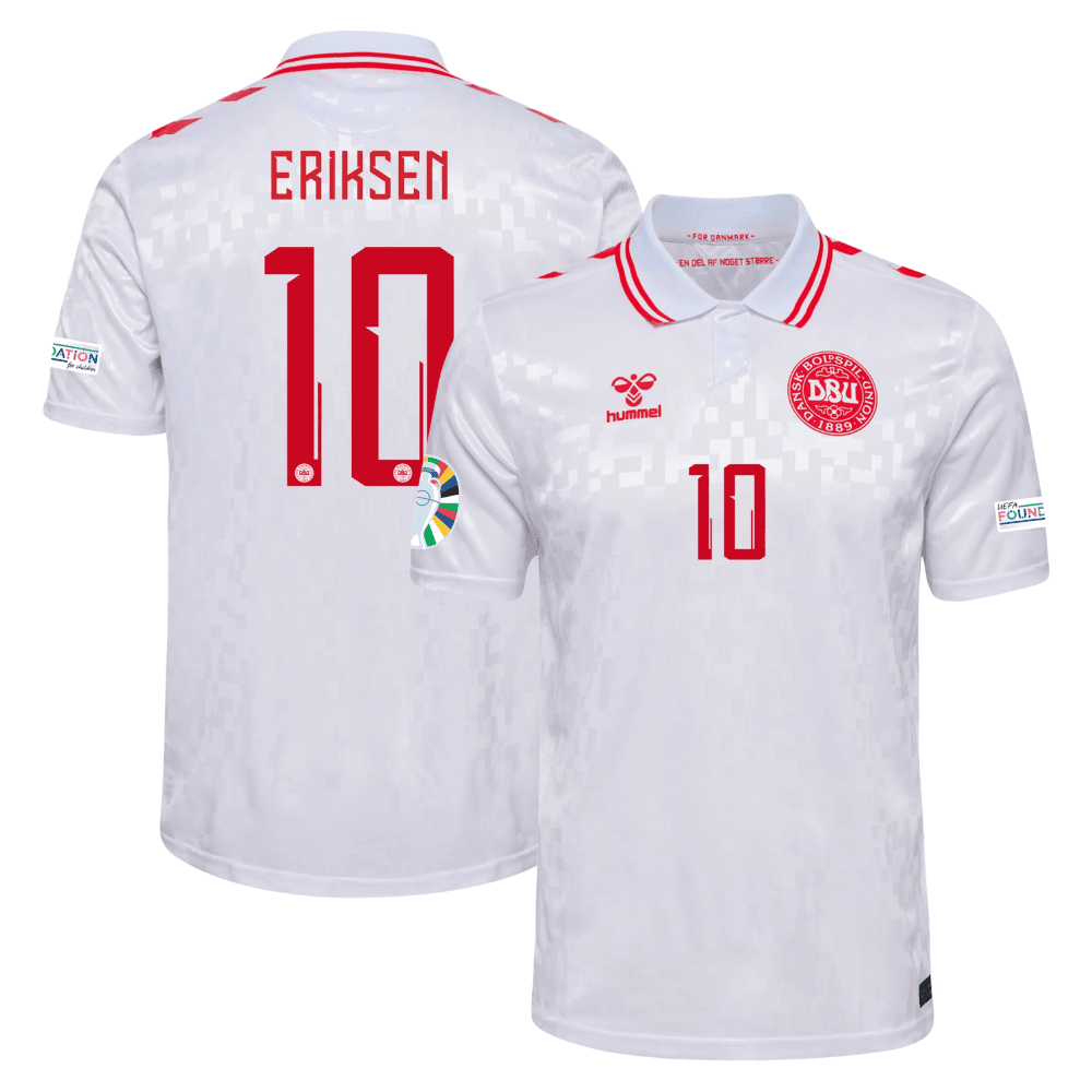 Christian Eriksen 10 Denmark National Team 2024 Away Stadium YOUTH Jersey – White
