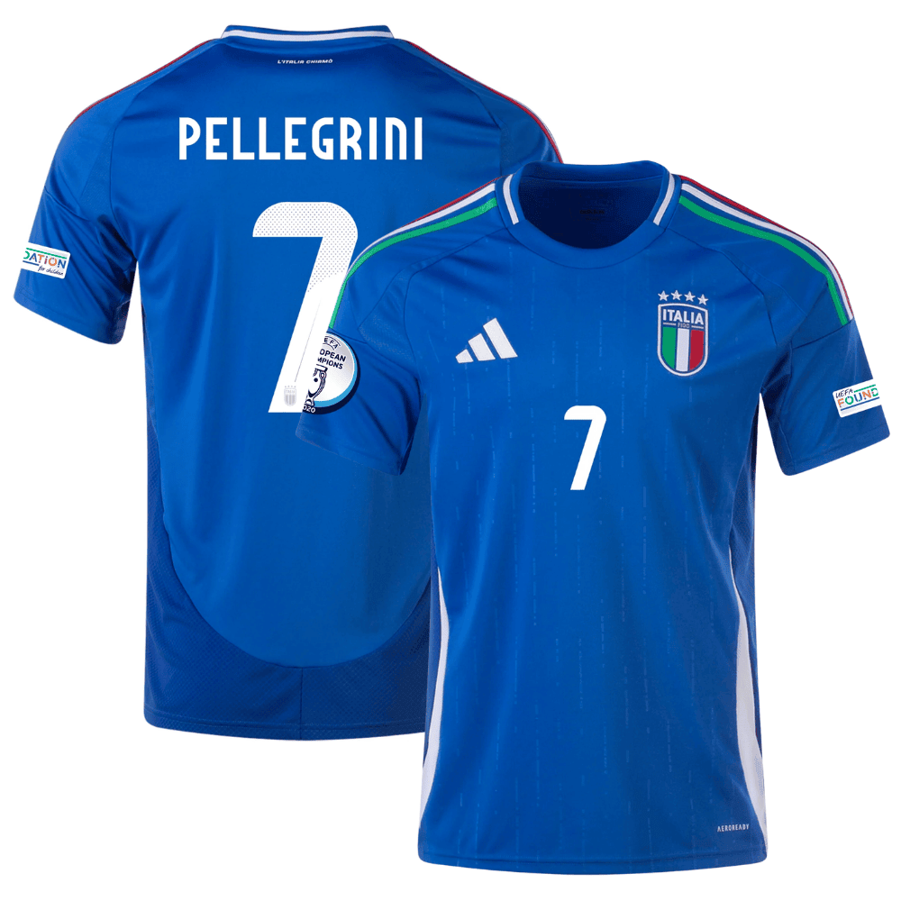 Lorenzo Pellegrini 7 Italy National Team 2024 Home Men Jersey – Blue
