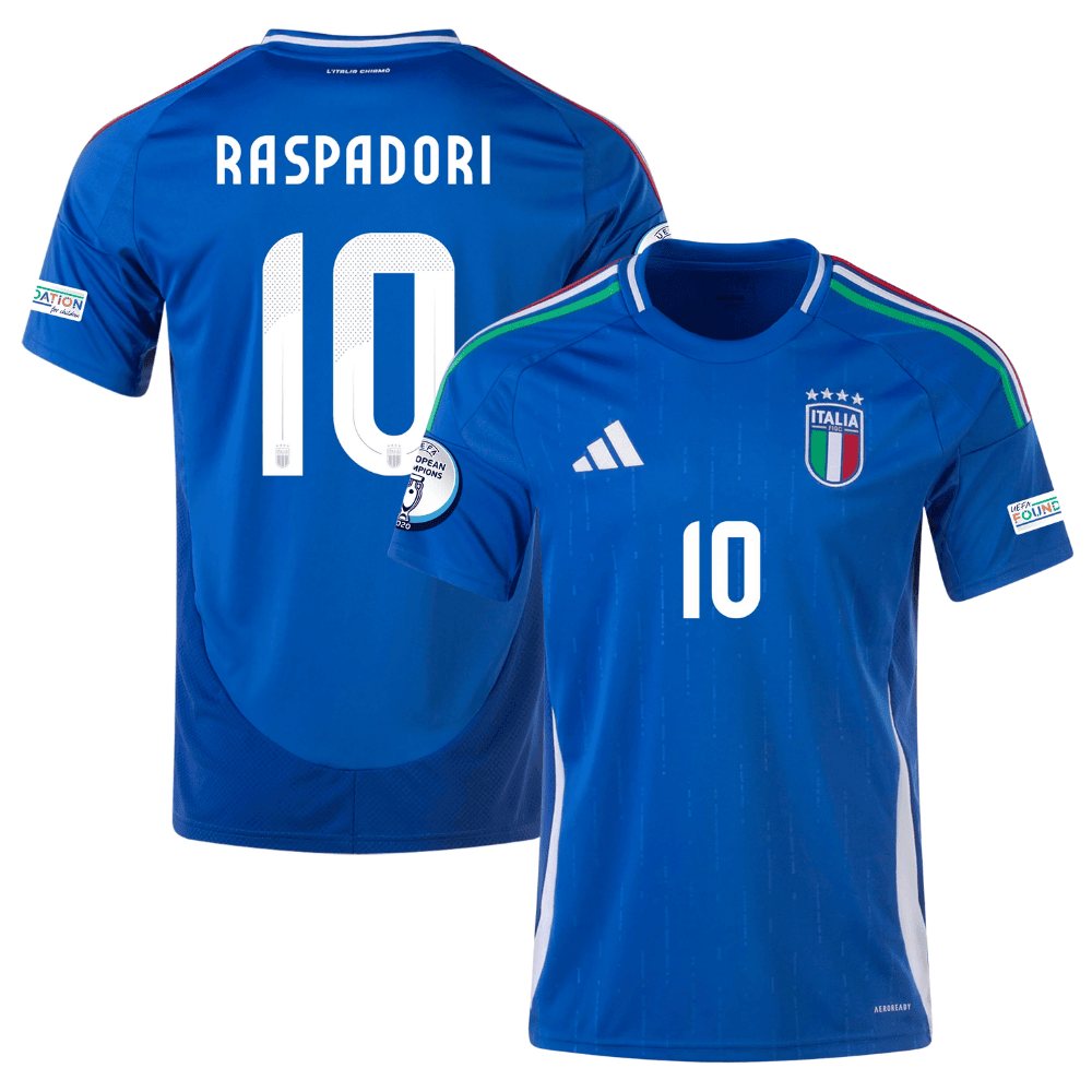 Giacomo Raspadori 10 Italy National Team 2024 Home Men Jersey – Blue