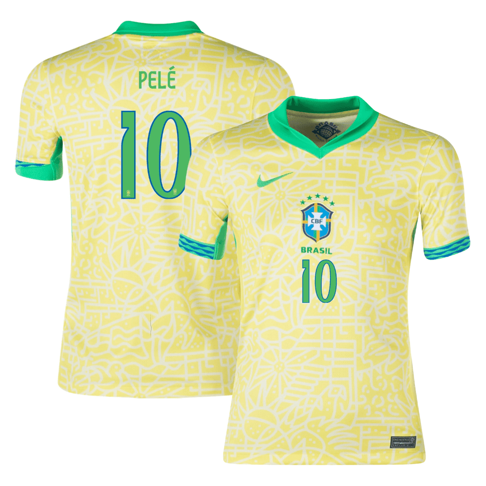 Pel 10 Brazil National Team 2024 Home Stadium YOUTH Jersey – Yellow