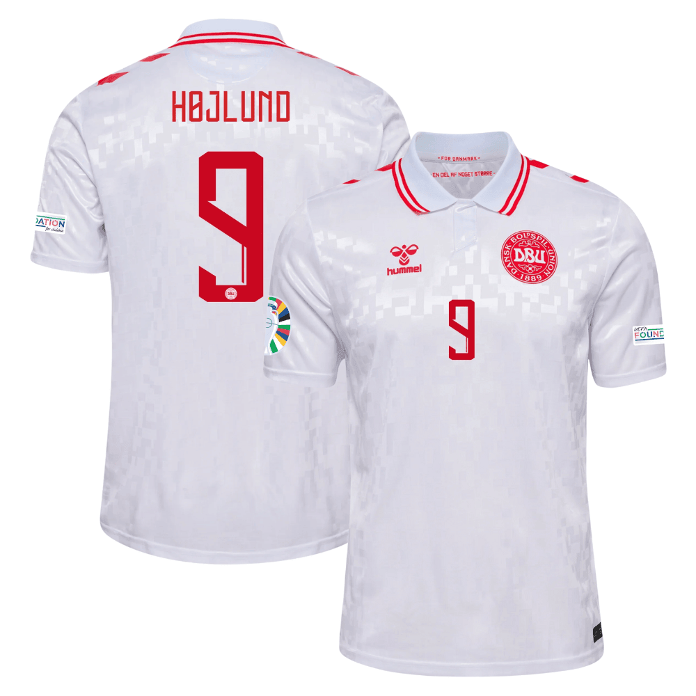 Rasmus Hjlund 9 Denmark National Team 2024 Away Stadium Men Jersey – White