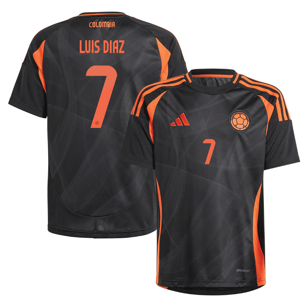 Luis Daz 7 Colombia National Team 2024 Away YOUTH Jersey – Black