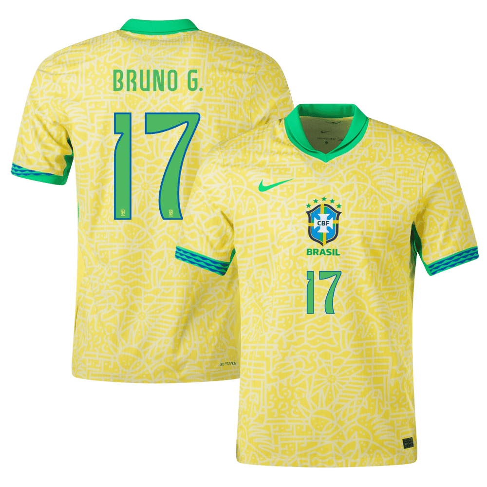 Bruno Guimares 17 Brazil National Team 2024 Home Stadium Men Jersey – Yellow