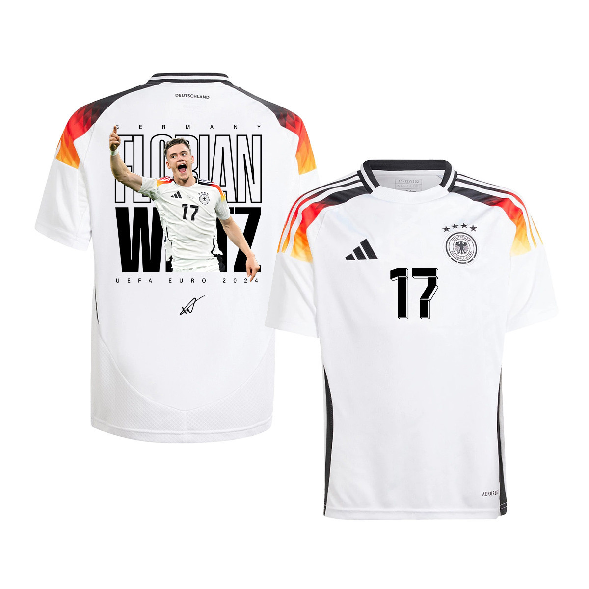 Florian Wirtz 17 Signed Rising Star Germany National Team 2024 Home YOUTH Jersey – White