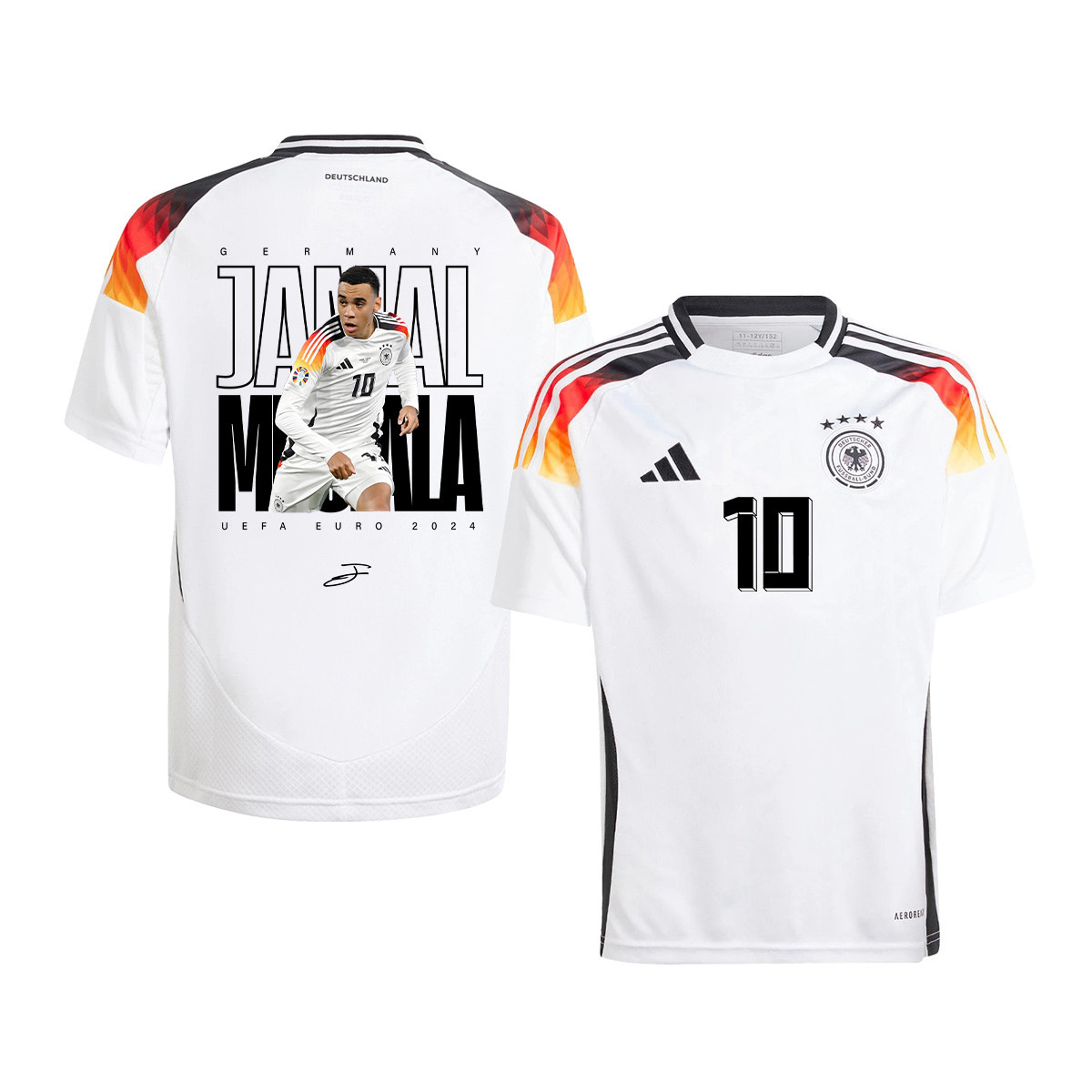 Jamal Musiala 10 Signed Young Talent Germany National Team 2024 Home YOUTH Jersey – White