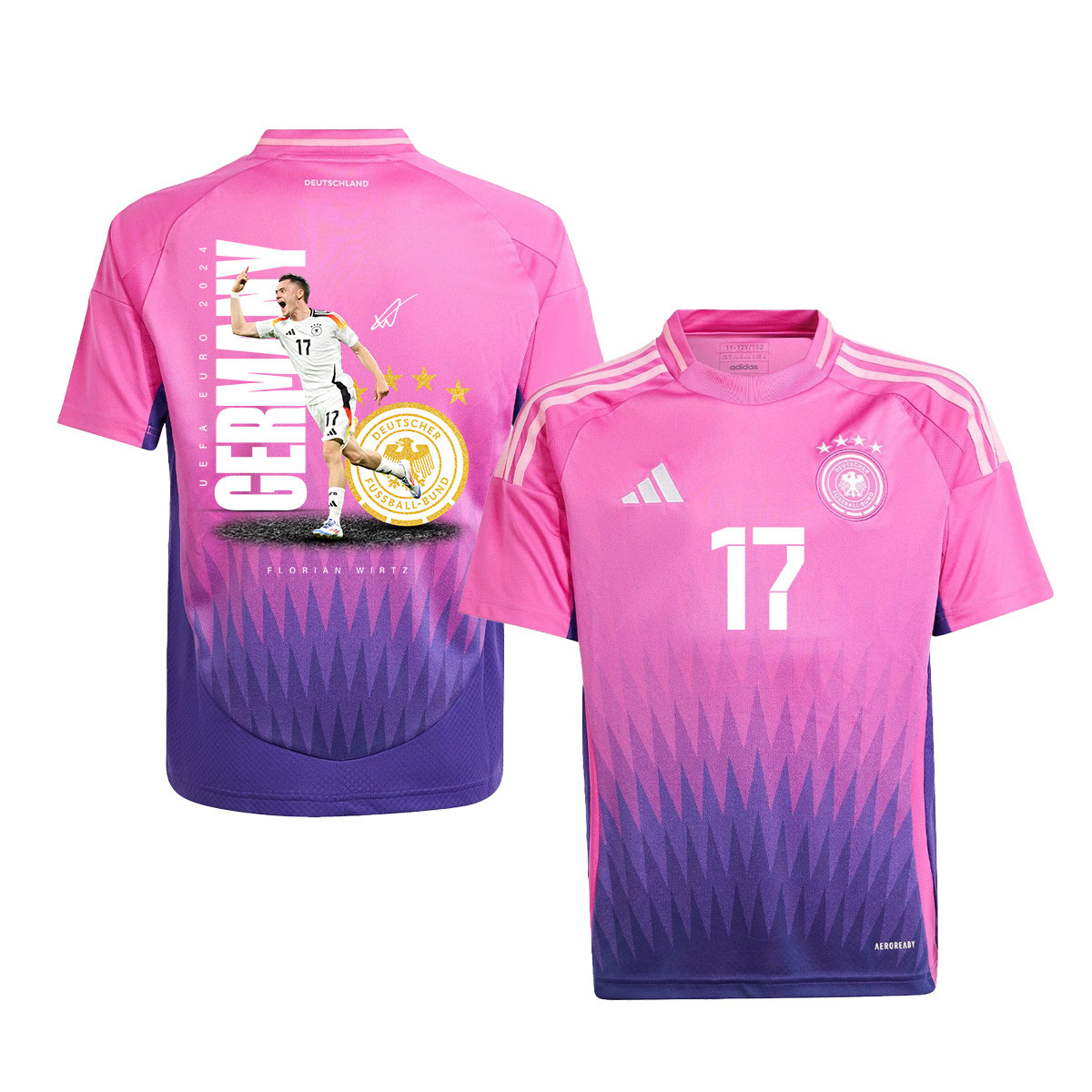 Florian Wirtz 17 Signed Game-changer Germany National Team 2024 Away YOUTH Jersey – Purple