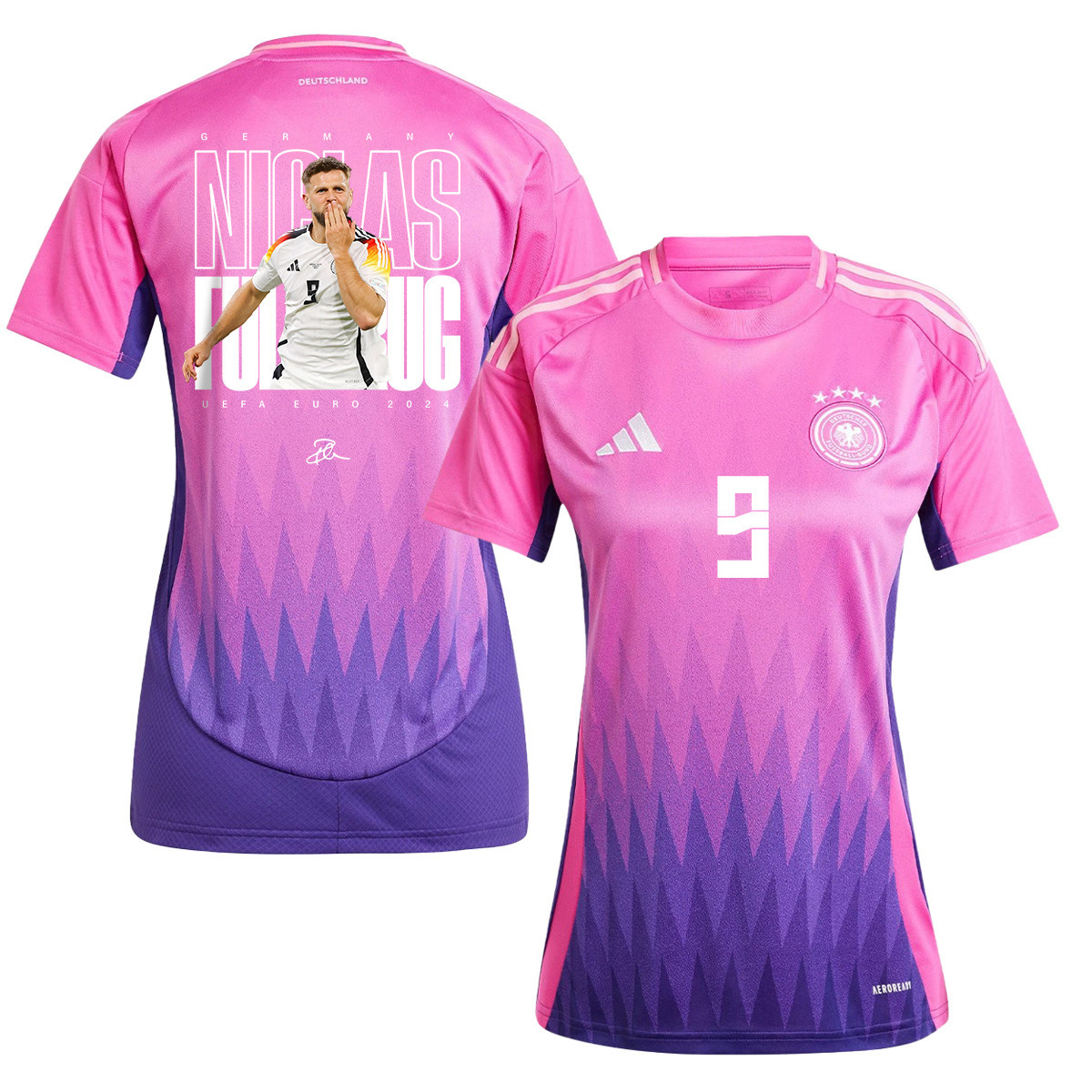 Niclas Fllkrug 9 Signed Goal Germany National Team 2024 Away WOMEN Jersey – Purple
