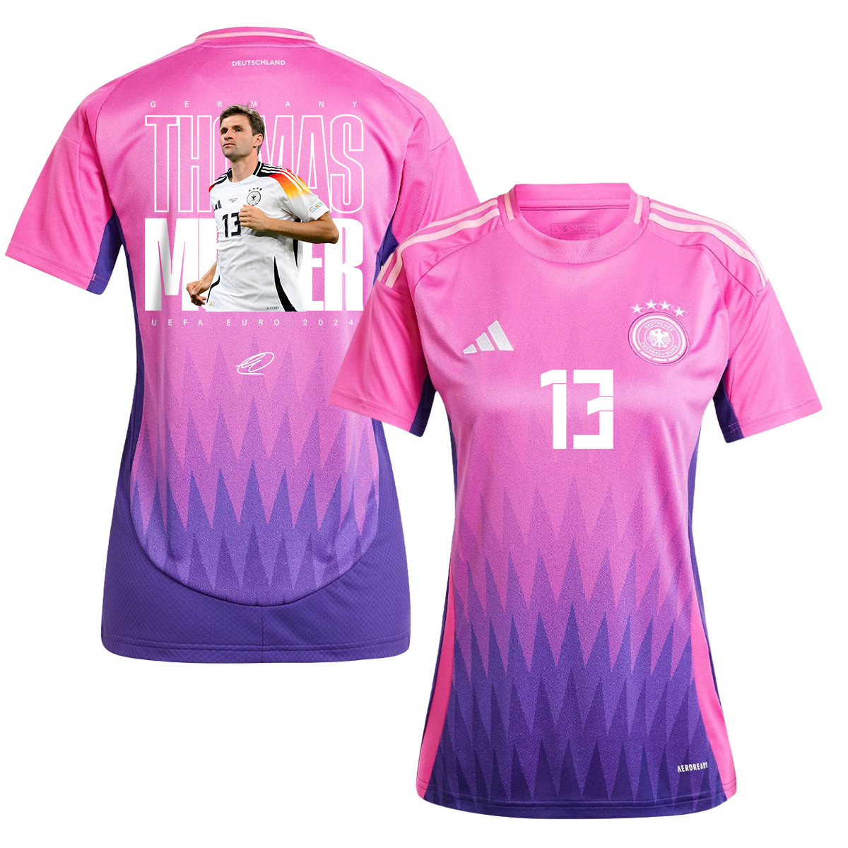 Thomas Mller 13 Signed Iconic Germany National Team 2024 Away WOMEN Jersey – Purple