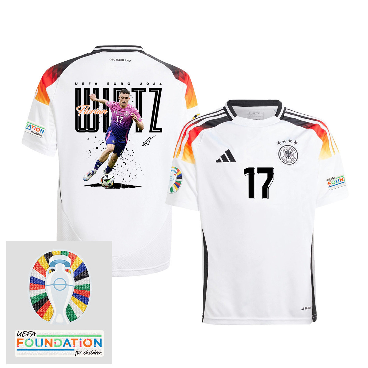 Florian Wirtz 17 Pacey Player Of Germany 2024/25 YOUTH Jersey – UEFA Foundation Patch