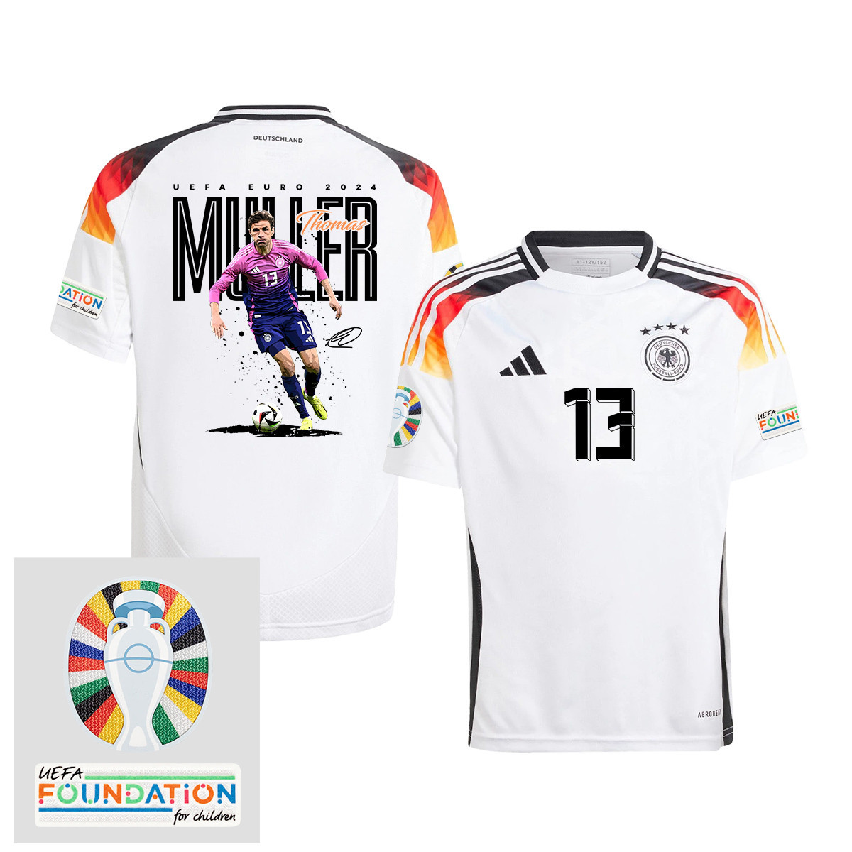 Thomas Mller 13 Euro 2024 Football Superstar Germany 2024/25 YOUTH Jersey – UEFA Foundation Patch