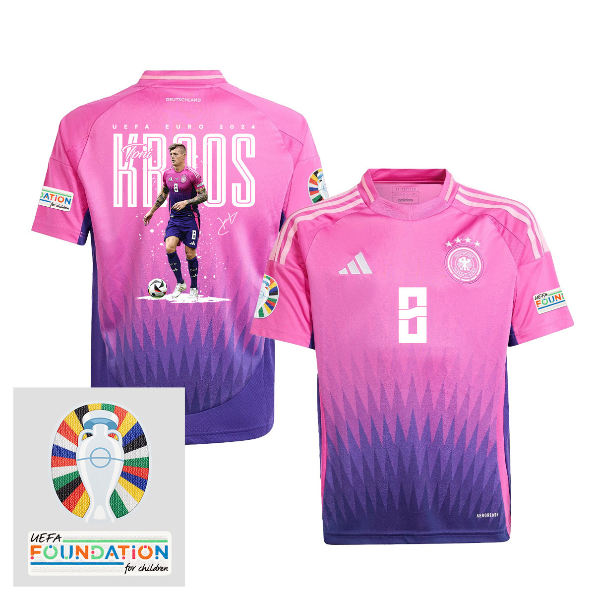 Toni Kroos 8 Euro 2024 Football Superstar Germany 2024/25 YOUTH Jersey – UEFA Foundation Patch